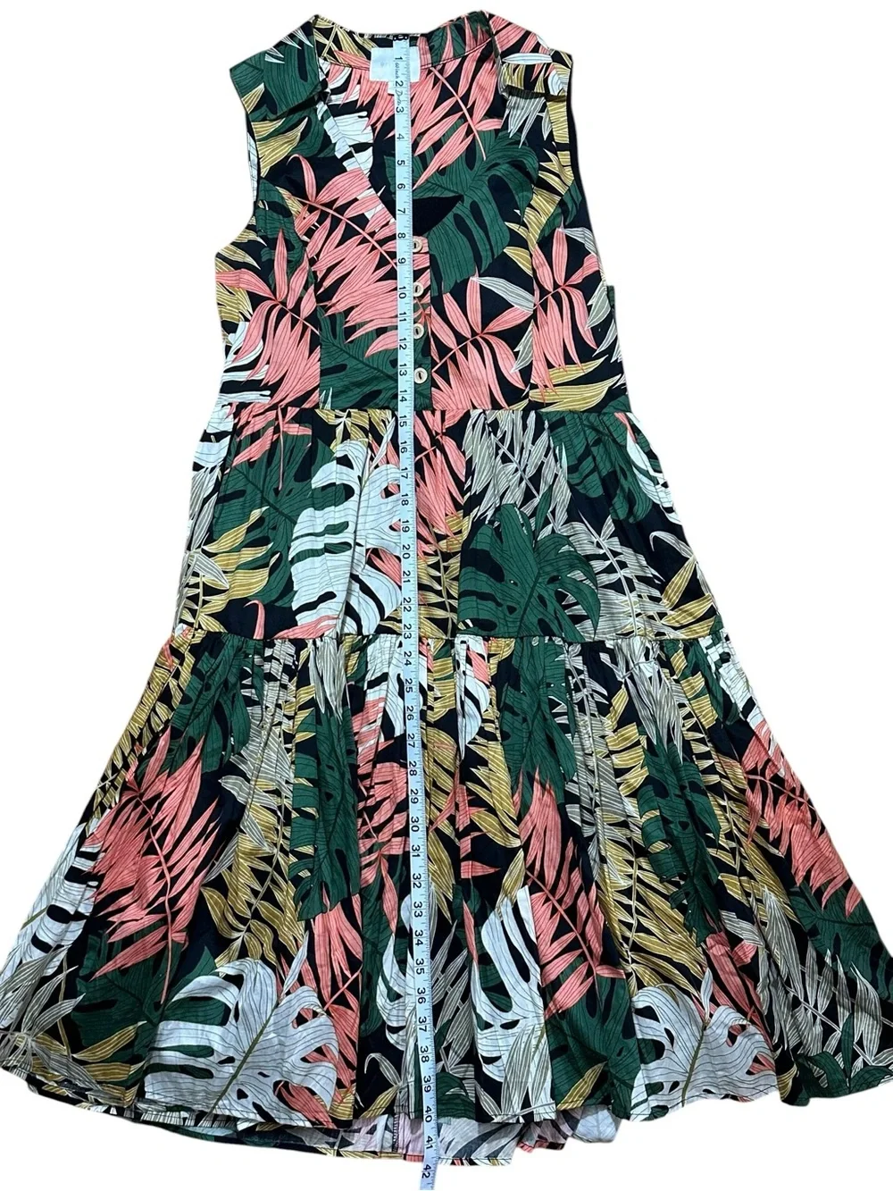 Anthropologie Eri+Ali Foliage Tropical Palm Print Dress Size M - Picture 8 of 9